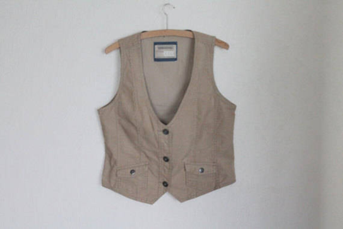 Women's Vest Beige Vest Beige Women Vest Fine Corduroy Etsy