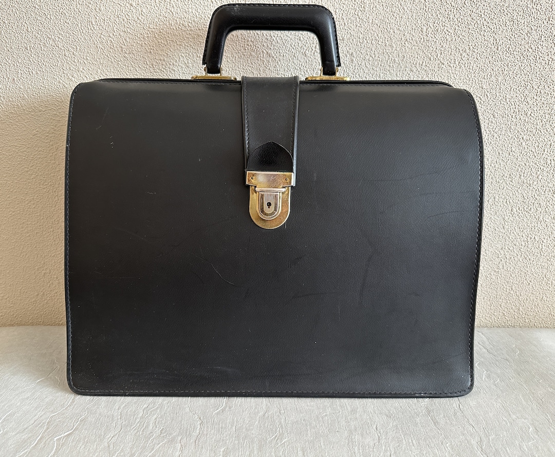 Vintage Briefcase Retro Black Briefcase Soviet Era Vinyl Bag Etsy