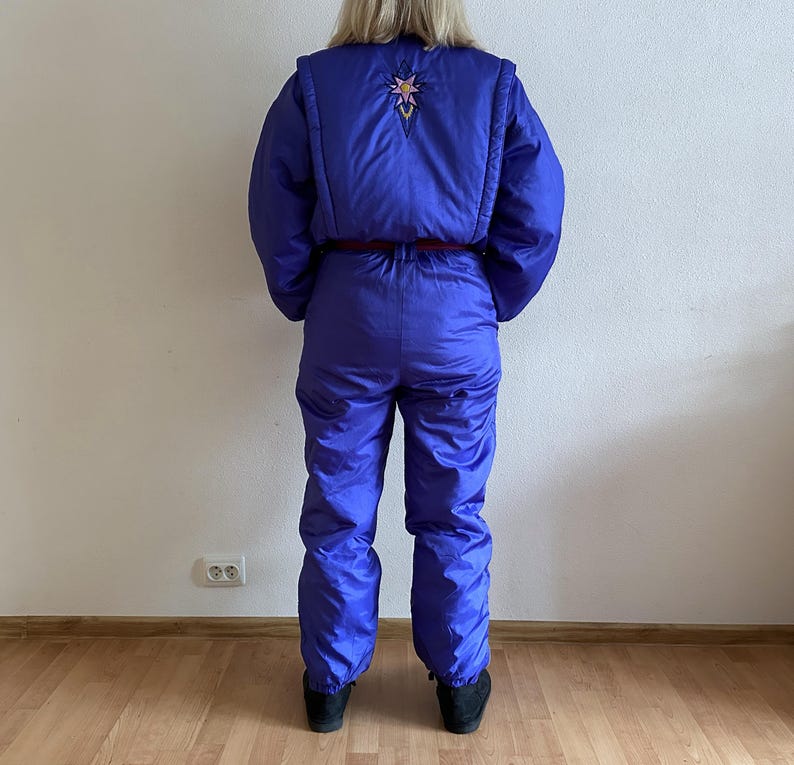 Vintage RAI SKI Ski Suit 80s/90s Purple One Piece Snowsuit Retro Belted Ski Overall Apres Ski Winter Suit Women’s M/L image 4