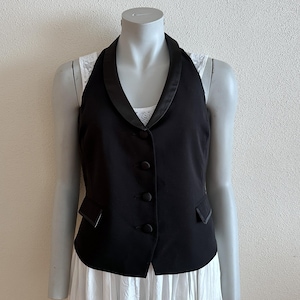 Women&#39;s Vest Black Women Vest Open Back Fitted Steampunk Waistcoat