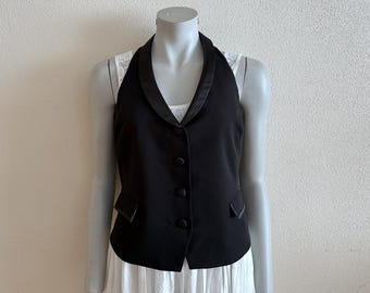 Women's Vest Black Women Vest Open Back Fitted Steampunk Waistcoat