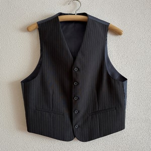 Mens Vest Black Vest Black Striped Gentlemen&#39;s Vest Formal Fitted Men&#39;s Vest  Waistcoat Edwardian Victorian Renaissance Steampunk Baroque