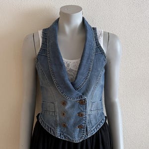 Damesvest denim vest blauw jeanvest damesvest damesvest country western boho mouwloos jeansjack