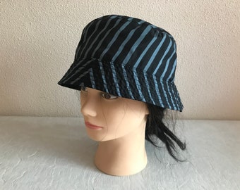 Marimekko Bucket Hat Black Gray Striped Hat Vintage Hat