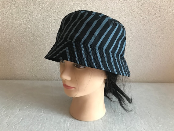 Marimekko Bucket Hat Black Gray Striped Hat Vinta… - image 1