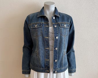 Jaqueta jeans vintage, jaqueta jeans azul, blazers jeans femininos, botões de metal, manga comprida