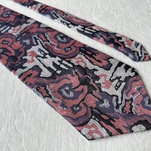 Commodore Trevira Vintage Krawatte Abstrakt Print Neck Krawatte Blau Rosa Herren Krawatte Anzug Accessoires Herren Büro Kleidung Anziehsachen