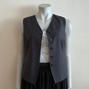 Women's Vest Grey Vest Gray Striped Womens Vest Steampunk Gray Waistcoat Fitted Edwardian Renaissance Baroque Victorian  Medium Size