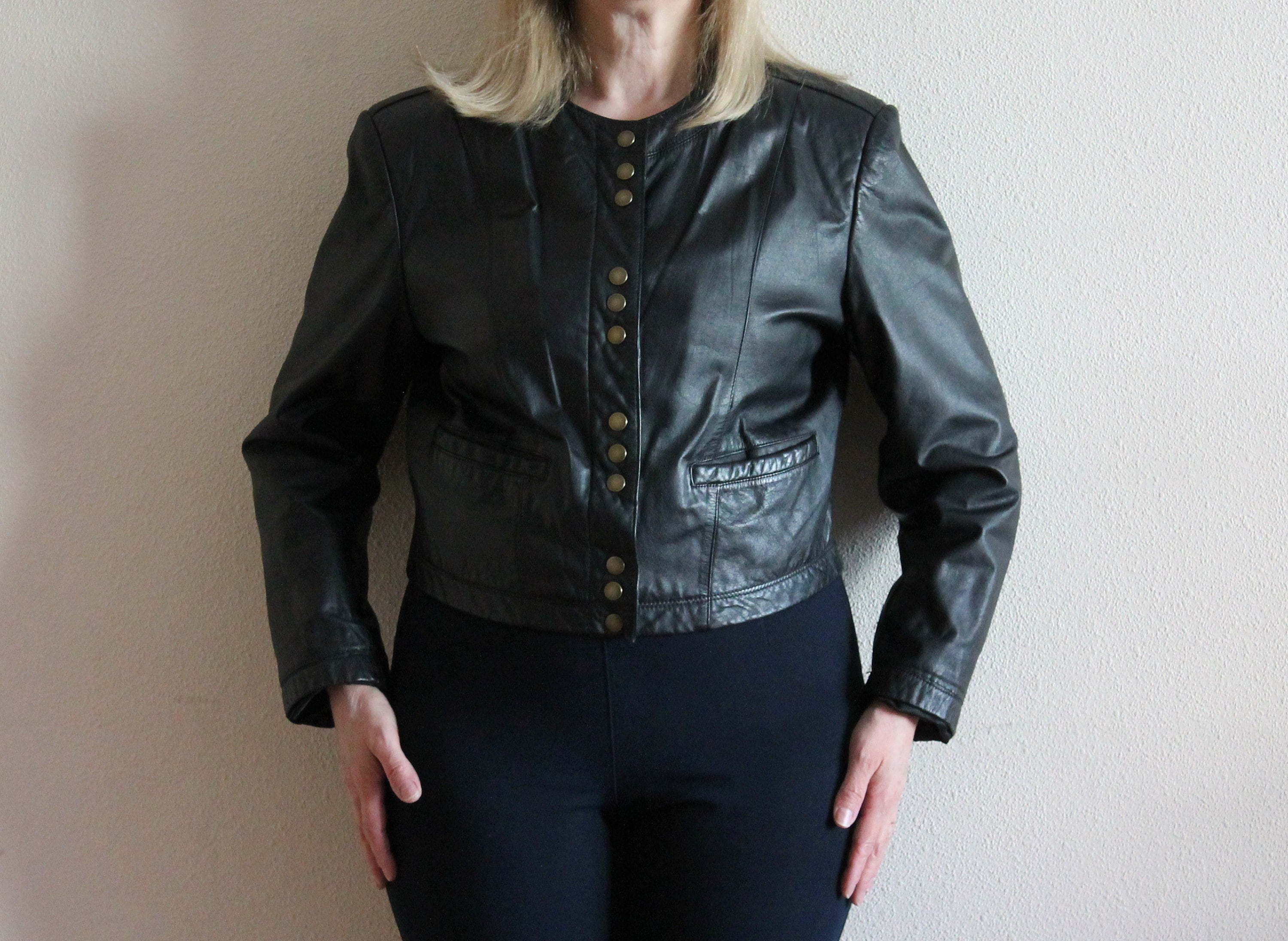 Buy Black Leather Jacket Vintage Leather Jacket 80s Women
