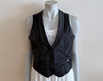 Women's Vest Black Vest Black Womens Waistcoat Formal Fitted Steampunk Vest Edwardian Baroque Victorian