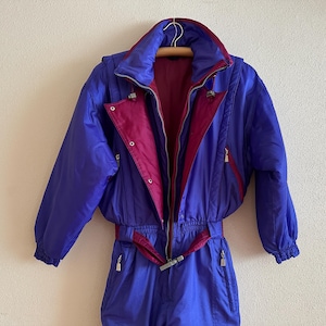 Vintage RAI SKI Ski Suit 80s/90s Purple One Piece Snowsuit Retro Belted Ski Overall Apres Ski Winter Suit Women’s M/L image 10