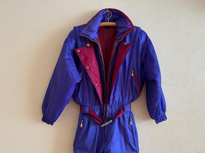 Vintage RAI SKI Ski Suit 80s/90s Purple One Piece Snowsuit Retro Belted Ski Overall Apres Ski Winter Suit Women’s M/L image 10