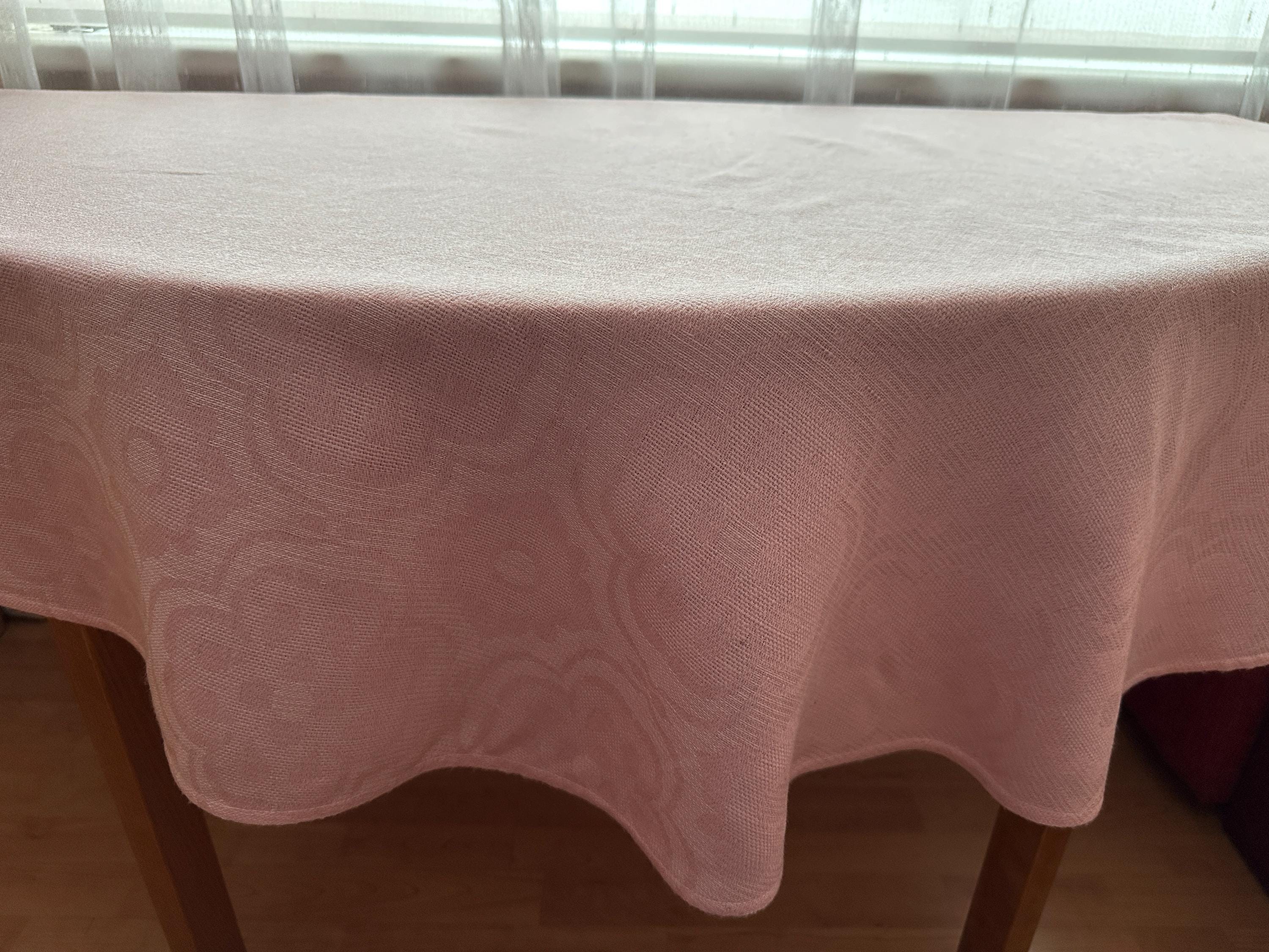 北欧 ヴィンテージ テーブルクロス ピンク ヴィンテージ テーブルクロス ラウンド テーブルクロス ピンク 織り