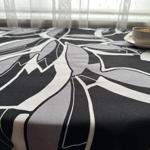 Finlayson Tablecloth XL Vintage Black Gray Abstract Print Finlayson Cotton Fabric Finnish Design