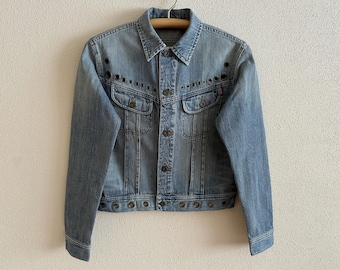 Chaqueta vaquera vintage Chaqueta vaquera azul Chaqueta vaquera para mujer Botones metálicos Manga larga