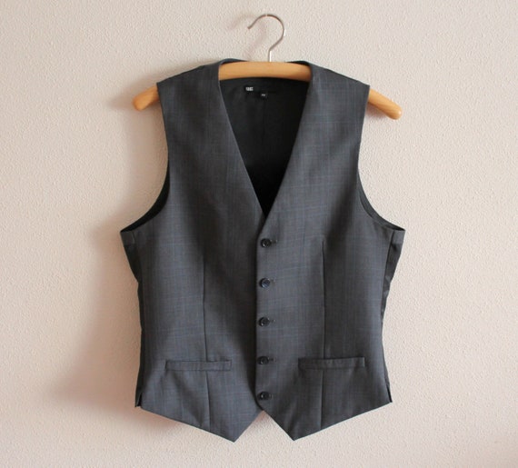 Mens Vest Grey Vest Gray Men's Vest Grey Wool Blen