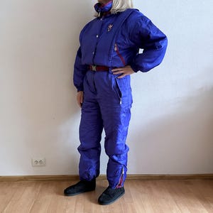 Vintage RAI SKI Ski Suit 80s/90s Purple One Piece Snowsuit Retro Belted Ski Overall Apres Ski Winter Suit Women’s M/L image 3