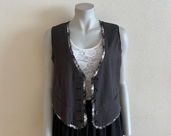 Women's Vest Grey Vest Gray Cotton Womens Waistcoat Steampunk Formal Fitted Classic