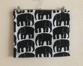 Finlayson Pillow Cover Black Elephants Print Cover Vintage Pillowcase White Black Cover Fabric Scandinavian Textile Finnish Design