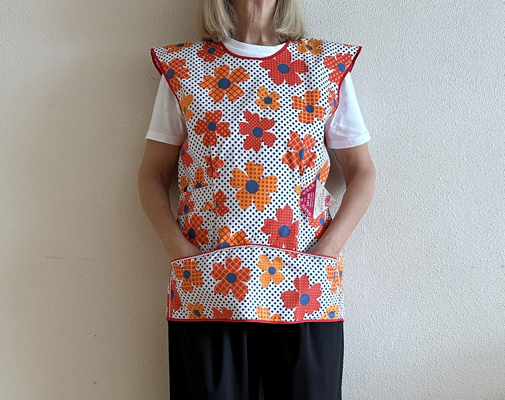 Vintage 60s Fruit of the Loom Floral Smock Apron NOS Retro House
