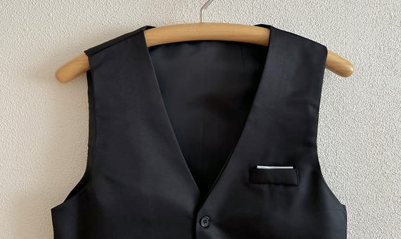 black dress vests for men Men's Formal Vest Classic 3-button Waistcoat With Pocket Detail Polyester Suit Vest 90s jersey dress Vintage Simple Wedding Dresses US Size:XXL - US 12 Machine wash
