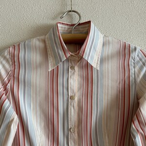 Women Blouse Calvin Klein Pink White Striped Women&#39;s Shirt Womens Blouse Long Sleeve Ladies Top Button Up Sweetheart Secretary Medium Size