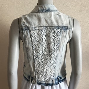 Dames Vest Acid Wash Denim Vest Blauw Denim Vest Jeans Vest Kant Trim Womens Country Western Boho Mouwloos Jean Jas Klein Formaat