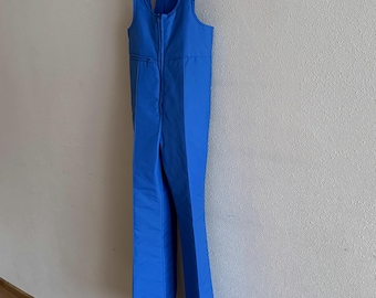 Pantalones de esquí azules vintage con peto, pantalones de nieve de cintura alta de los años 80 y 90, monos de una pieza, ropa de esquí retro de invierno.