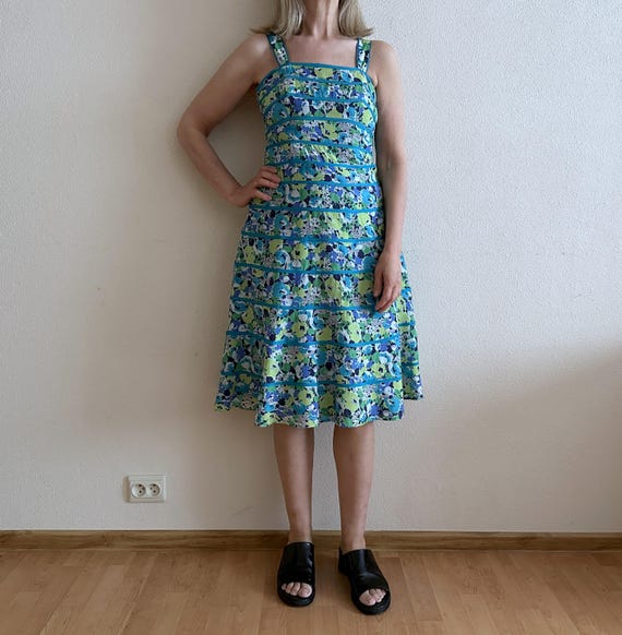 monsoon cotton dress Vintage Monsoon Summer Drop Waist Cotton Dress - 1980s - Fit S / UK 10