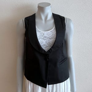 NOS Womens Vest Black Vest Black Women&#39;s Vest Formal Fitted Classic Romantic Waistcoat Victorian Steampunk Medium Size