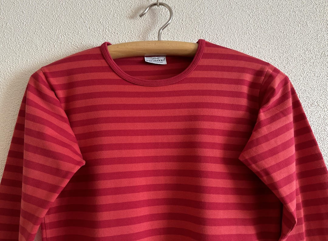 美品】marimekko レッド×ピンクストライプ XS ヨカポイカ Jokapoika