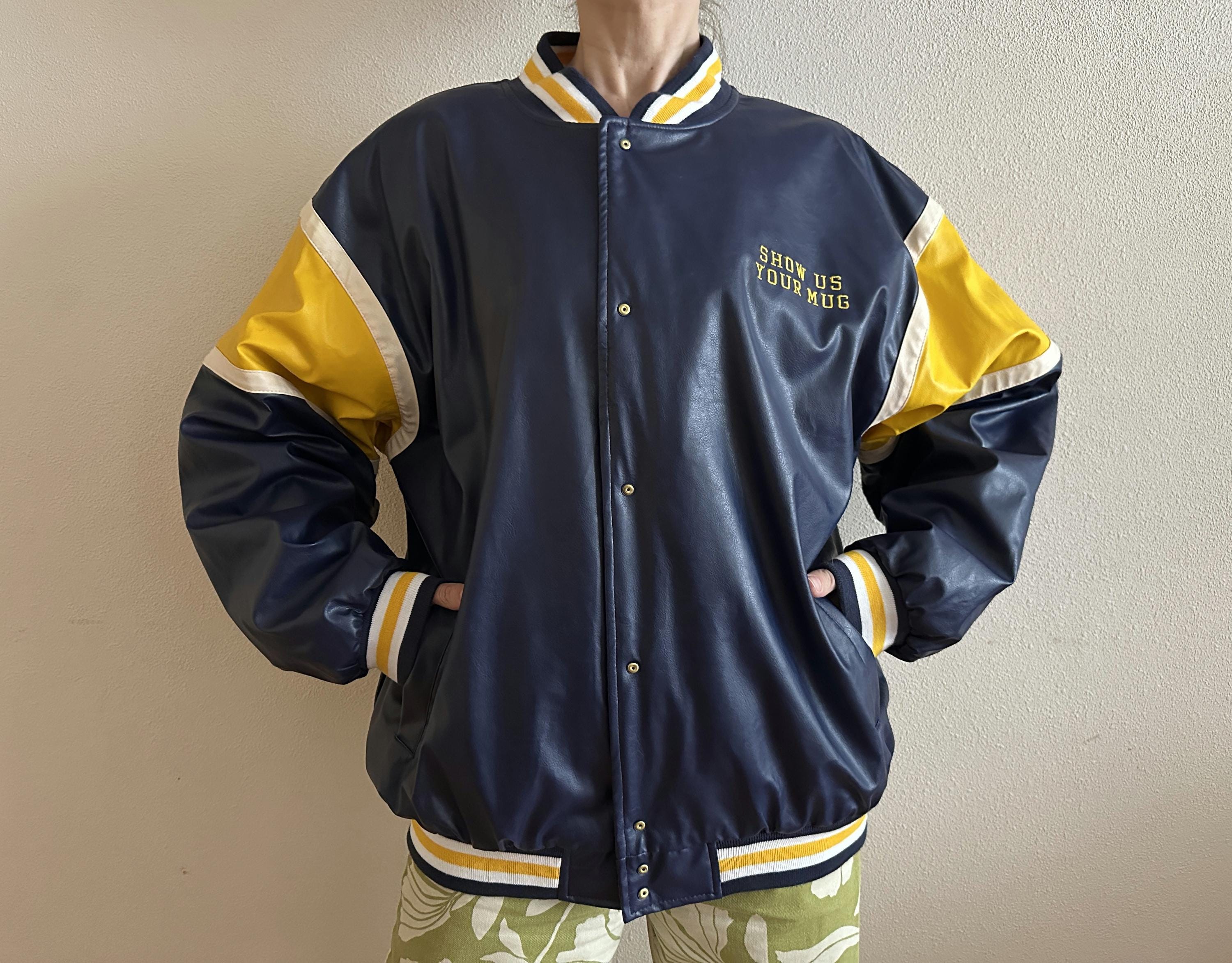 ジャケット・アウター  80s NyronJacket Blouson cityboy Vintage Steve & Barry's Varsity Jacket XL Oversized Faux Leather