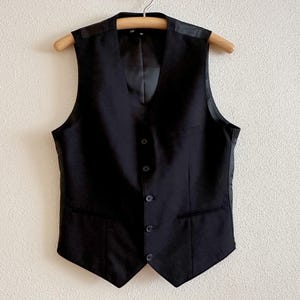 Black Mens Vest Black Gentlemen&#39;s Waistcoat Formal Fitted Men&#39;s Steampunk Vest Edwardian Victorian Baroque