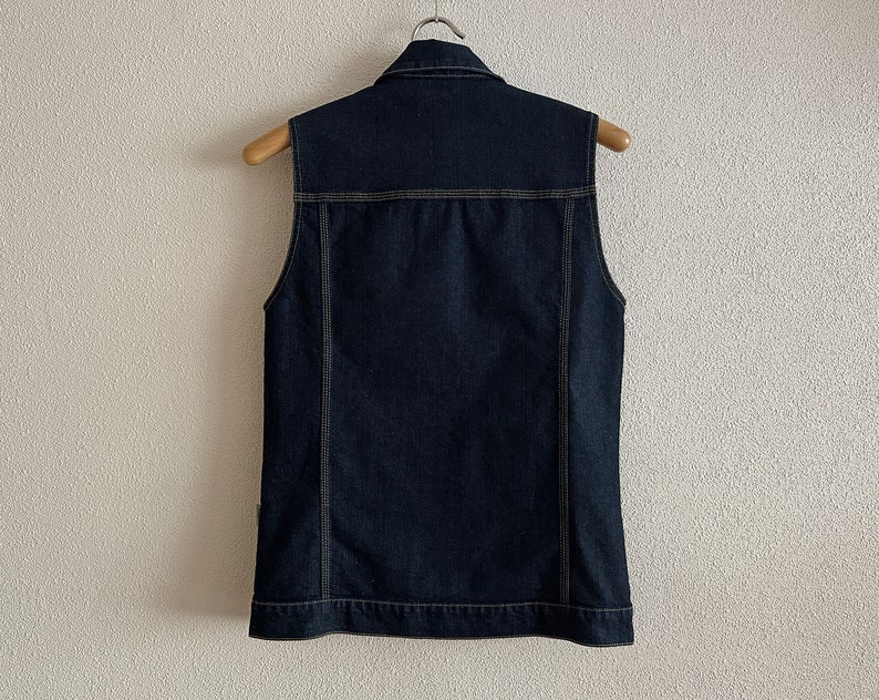 Blue Denim Vest Blue Cotton Vests Blue Jean Waistcoat Metal Buttons Unisex Country Western Boho Sleeveless Denim Jacket image 7