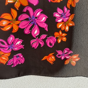 Vintage Scarf Floral Print Colorful Scarf Wrap Shawl Pink Orange Brown