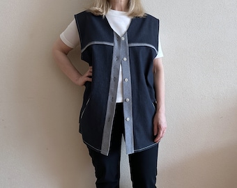 Women's Vest Navy Blue Vest Navy Waistcoat Sleeveless Jacket Extra Large Size