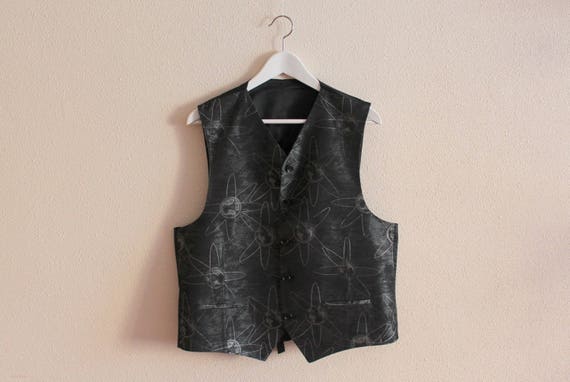 Mens Vest Gentlemen's Vest Grey Tapestry Vest Mens