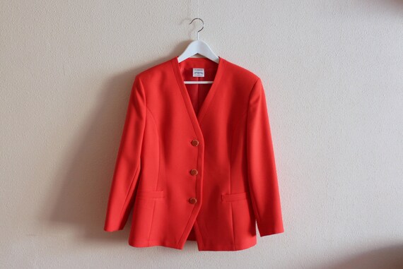 Women's Jacket Red Jacket Coral Red Vintage Blazer Ladies | Etsy