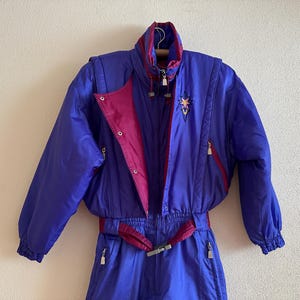 Vintage RAI SKI Ski Suit 80s/90s Purple One Piece Snowsuit Retro Belted Ski Overall Apres Ski Winter Suit Women’s M/L image 9