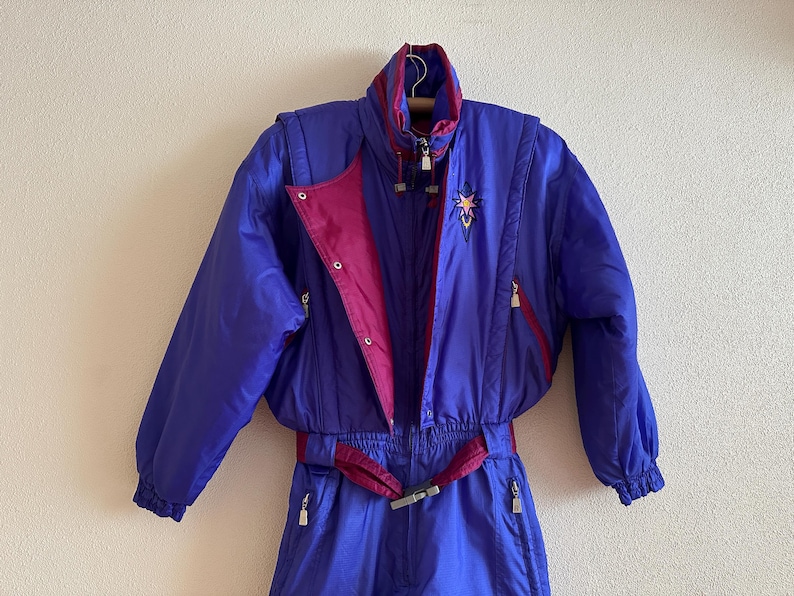 Vintage RAI SKI Ski Suit 80s/90s Purple One Piece Snowsuit Retro Belted Ski Overall Apres Ski Winter Suit Women’s M/L image 9