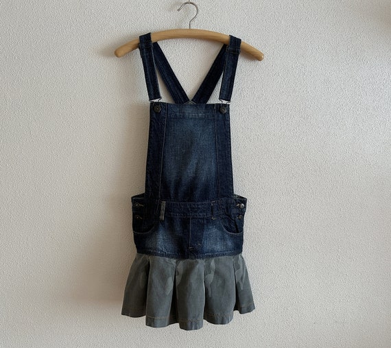 Blue Denim Jumper Dress Overall Oversized Bib Dress Cotton Jeans Sarafan Mini Skirt Skirtalls Grunge Jumpsuit Hipster Small Size
