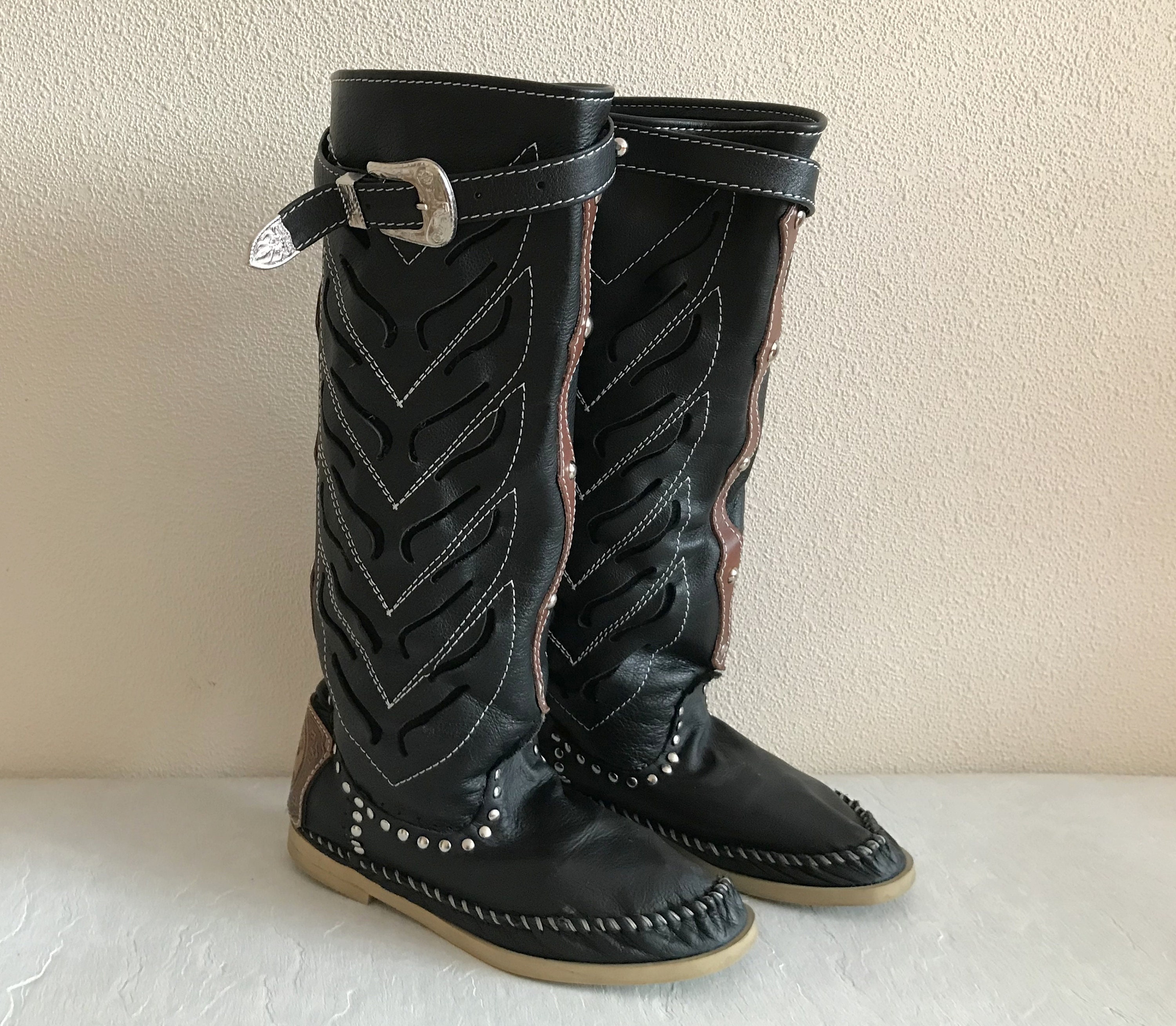 Hector Riccione Italian Boots Black Leather Moccasin Boots - Etsy Australia