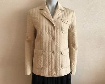 Beige Quilted Jacket Fitted Blazer Womens Outerwear Puffy Coat Puffer Windbreaker Maat Groot