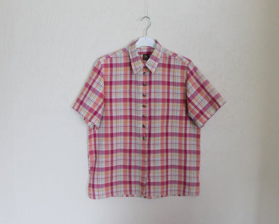 Dirndl Shirt Women's Trachten Blouse Pink Plaid W… - image 6