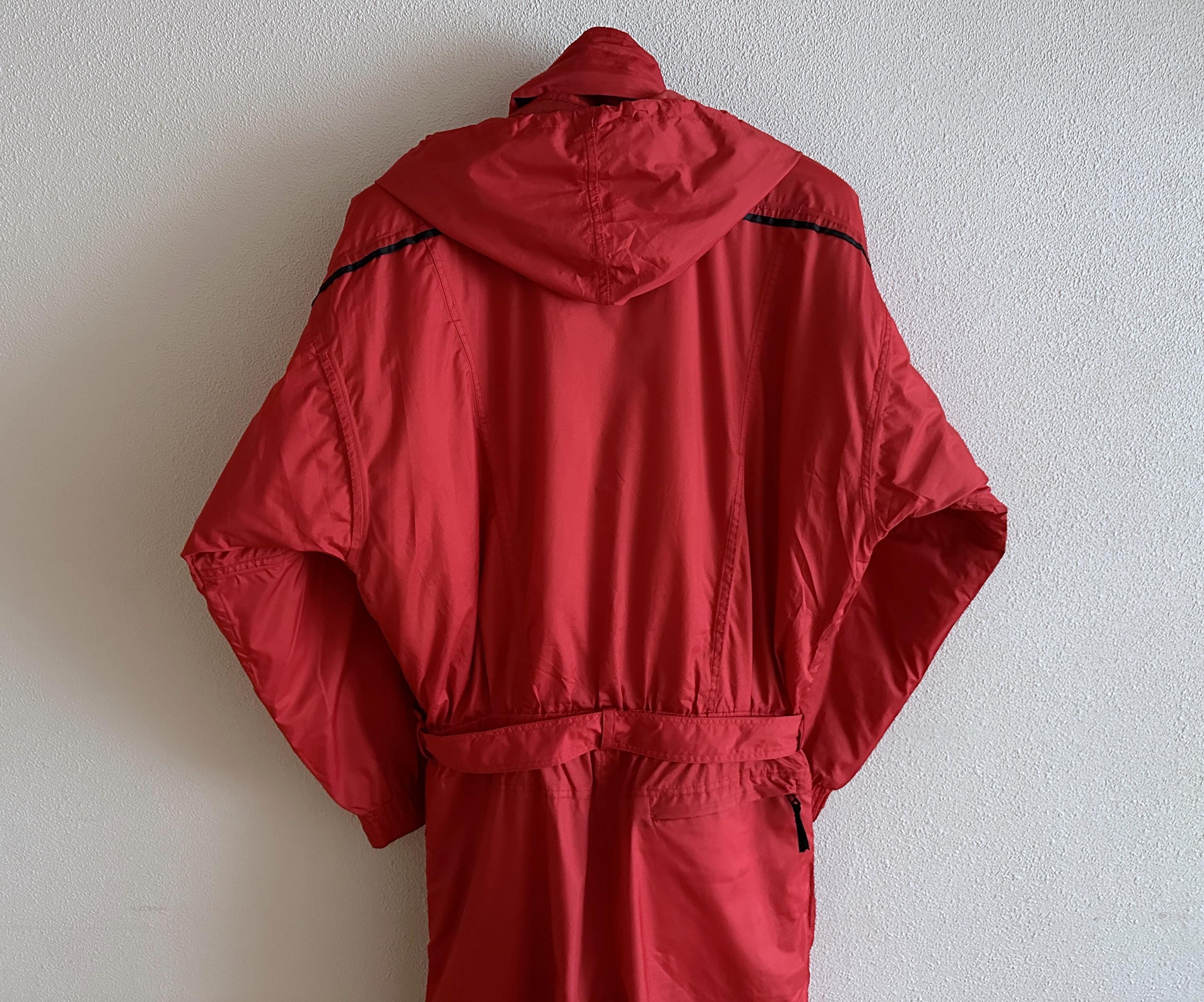 Combinaison de ski rouge vintage des années 80 unisexe | Combi-pantalon de ski chaude rétro des années 90 | Body d'hiver pour hommes | Taille moyenne M - France