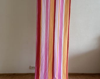 Cortina vintage Finlayson Finlandesa de algodón a rayas rosa y naranja, cenefa para ventana, tela Finlayson, diseño finlandés