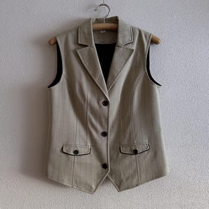 Women's Vest Beige Vest Beige Women Waistcoat Romantic Fitted Steampunk Formal Fitted