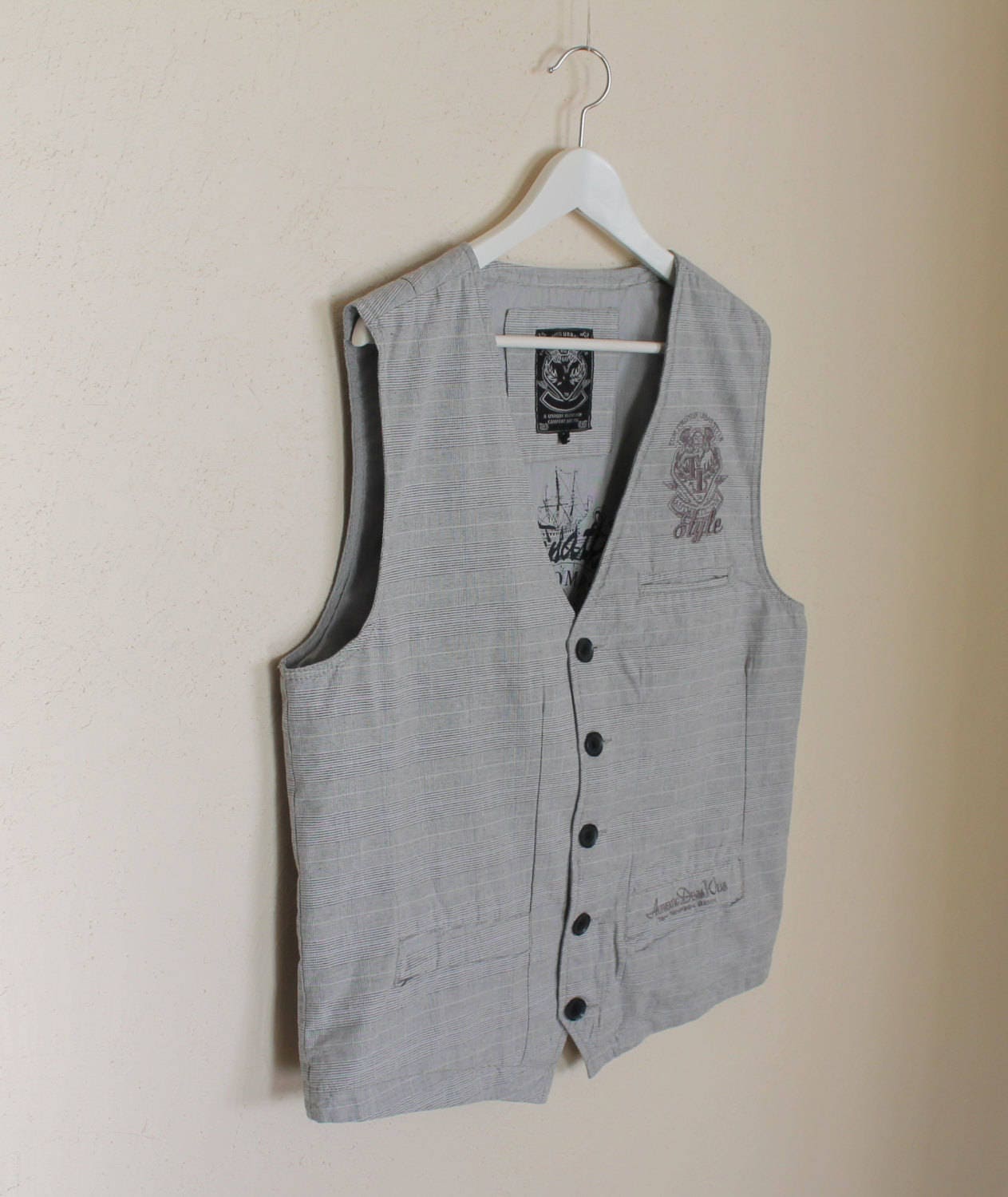Mens Vest Grey Vest Gray Heren Vest Grey Plaid Gentlemen's Etsy