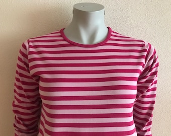 Vintage Marimekko Gestreiftes Top Nautisches Hemd Langarm Shirt Rosa Gestreifte Seemanns Bluse Marine Pullover Baumwolle Jersey T-Shirt