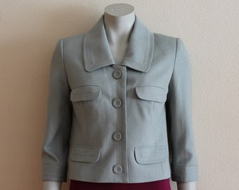 Womens Blazer Vintage Blazer Green Women Blazer Classic Short Women's Jacket 3/4 Sleeve Blazer Shoulder Padding Small to Medium Size